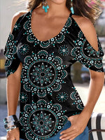 Women's Floral Boho Off The Shoulder Sleeves Shirts