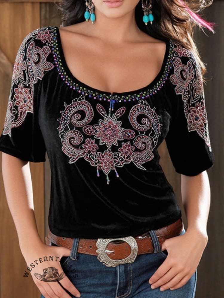 Retro Square Neck T-shirt