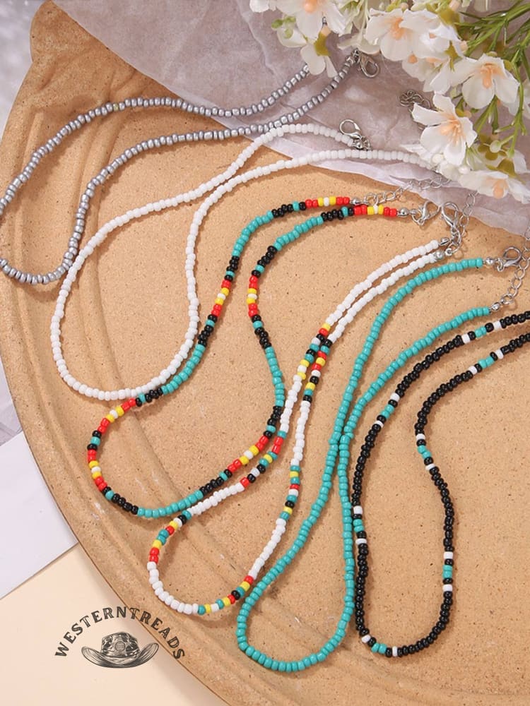Bohemian Colorful Beaded Necklace Set