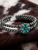 Vintage Turquoise Flower Beaded Bracelet