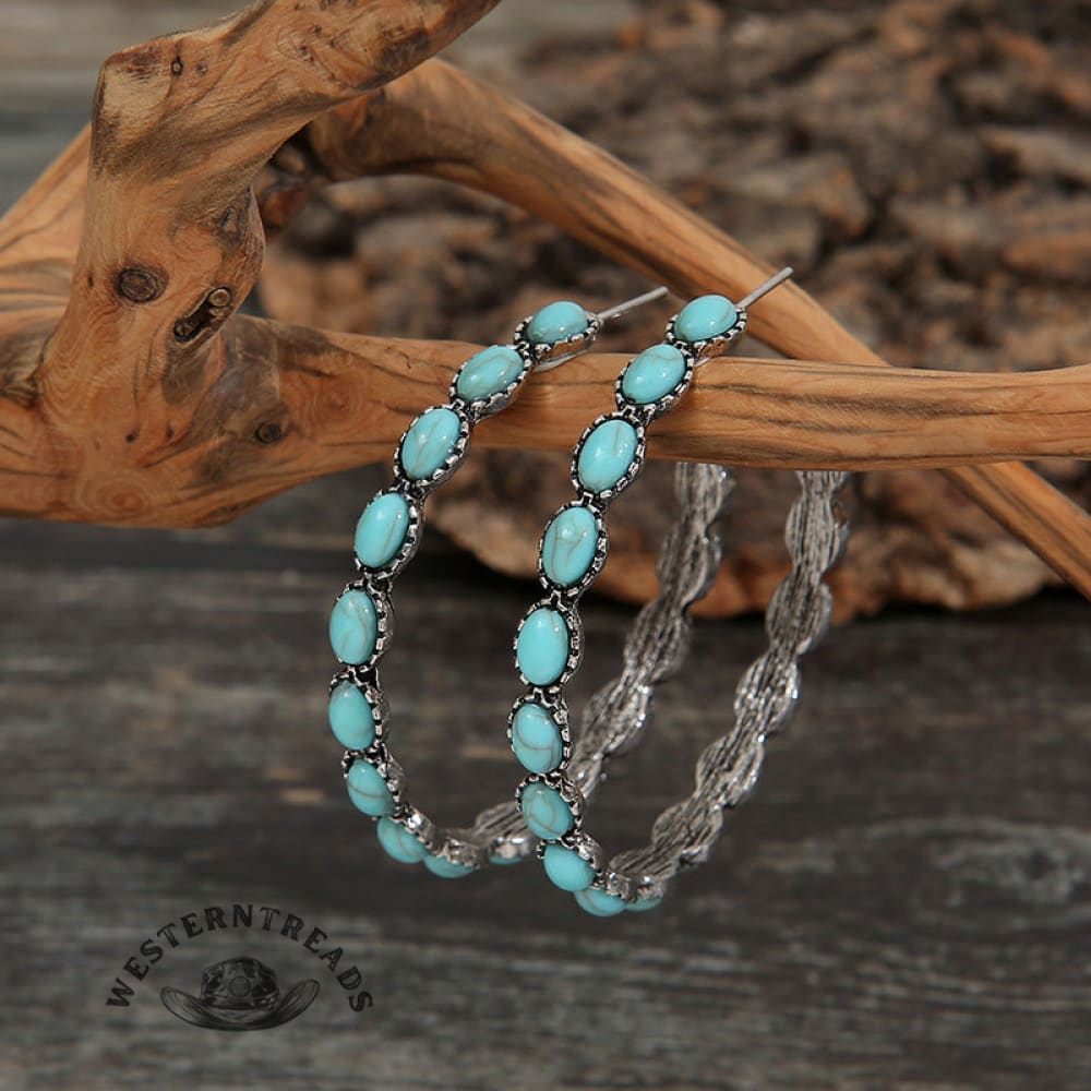 Retro Folk Style Peacock Blue Earrings