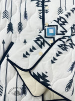 ️0.15kg Ultralight Quilted JacketWomen's White Vintage Aztec Print Casual Quilted Cardigan