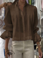 Women's Solid Color Western Horseback Riding Lapel Long Sleeve Casual Loose Linen Cardigan Top