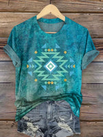 Vintage Turquoise Aztec Print T-shirt