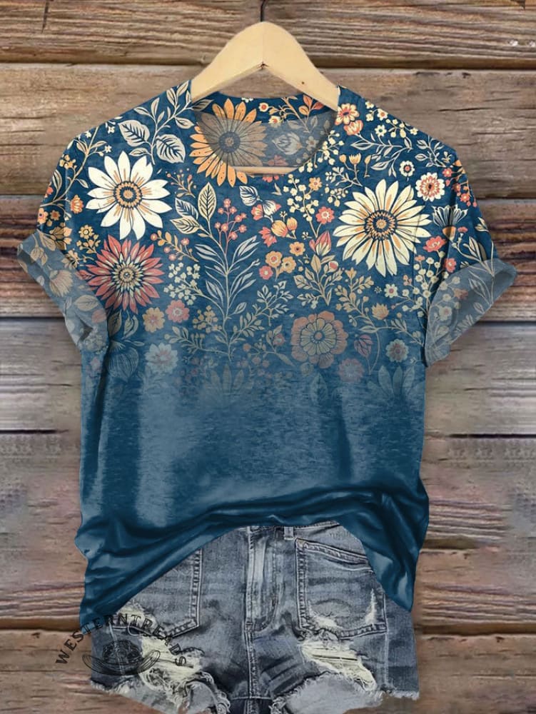 Vintage Floral Print T-shirt