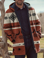 Unisex Aztec Printed Plush Thickened Long Sleeve Cardigan Sweater Jacket