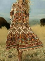 Women's Vintage Bohemian Floral Print Dress