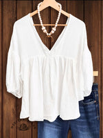 Women's Casual Linen V-neck Shirt