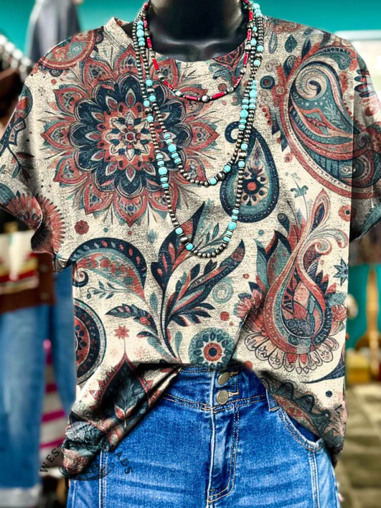 Paisley Floral Print Casual Top