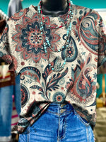 Paisley Floral Print Casual Top