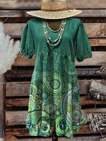 Paisley Print Pocket Cotton Dress