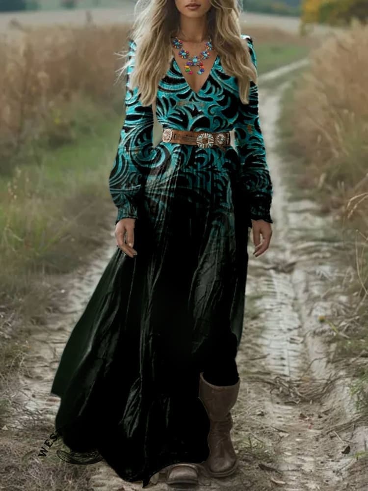 Limited time offer ✨Western Art Print Casual Short Sleeve Top