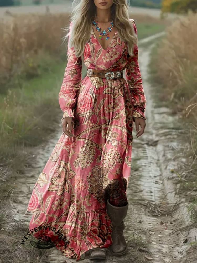 🔥Hot Sale🔥Women's Vintage Floral Print Casual Top