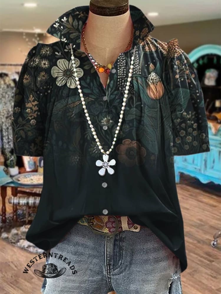 🔥Hot Sale🔥Flowers Art Print Casual Short Sleeve T-shirt