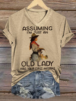 Cowgirl Print Casual Short Sleeve Top