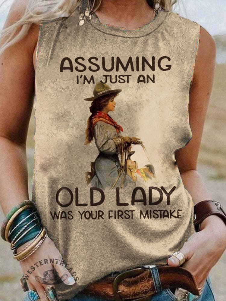 Cowgirl Print Casual Short Sleeve Top