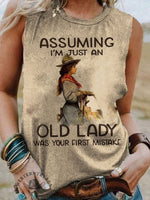 Cowgirl Print Casual Short Sleeve Top