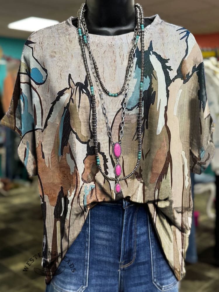 Horse Print Casual T-shirt