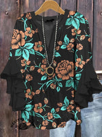 🔥Hot Sale🔥Vintage Floral Print Casual T-shirt