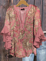 🔥Hot Sale🔥Women's Vintage Floral Print Casual Top