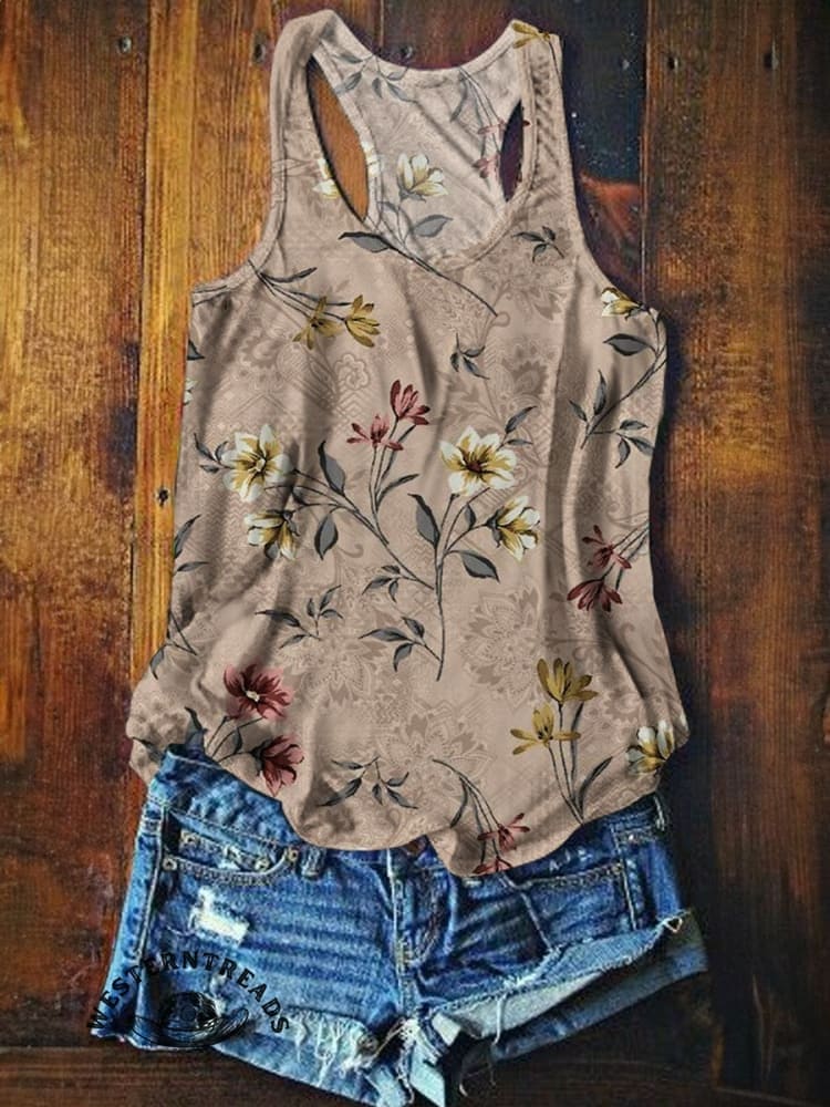 🔥Hot Sale🔥Women's Retro Floral Print Casual Top