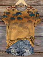 Aztec Bull Art Print Casual T-shirt