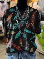 Feather Print Casual Top