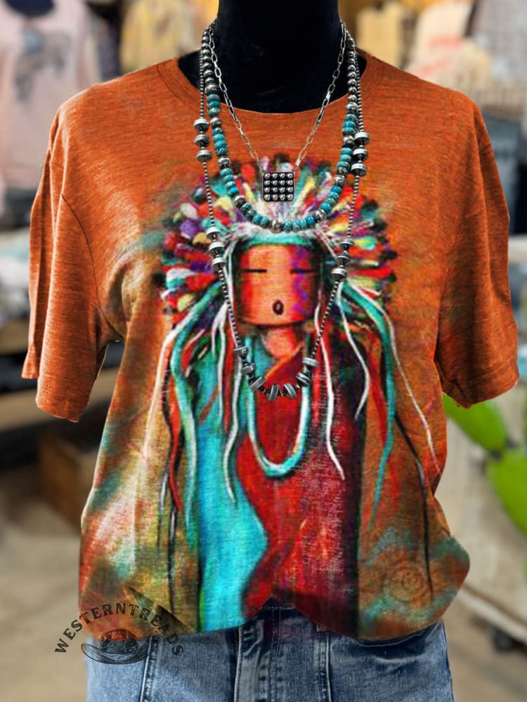 Vintage Western National Art Print Casual Top