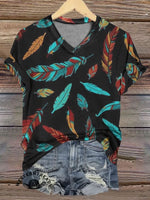 Feather Print Casual Top