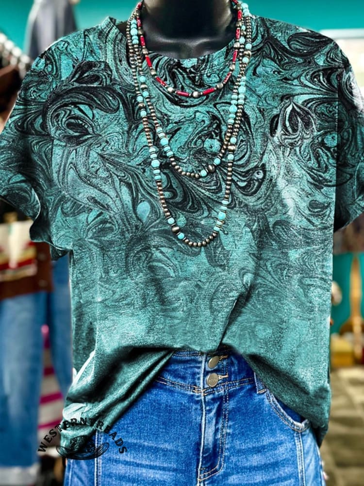 Vintage Floral Print Casual Tee