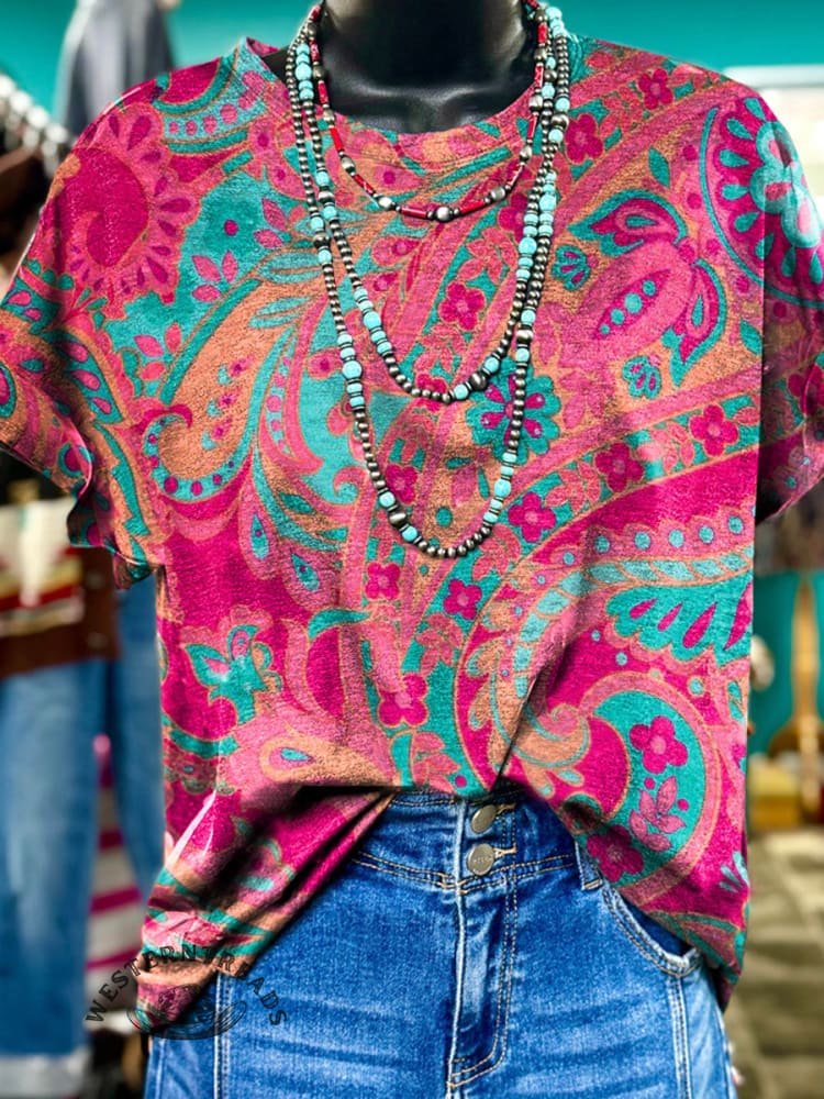 Paisley Art Print Casual T-shirt