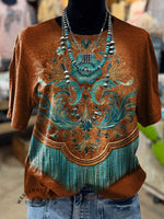 Vintage Flower Tassels Art Print Casual T-shirt