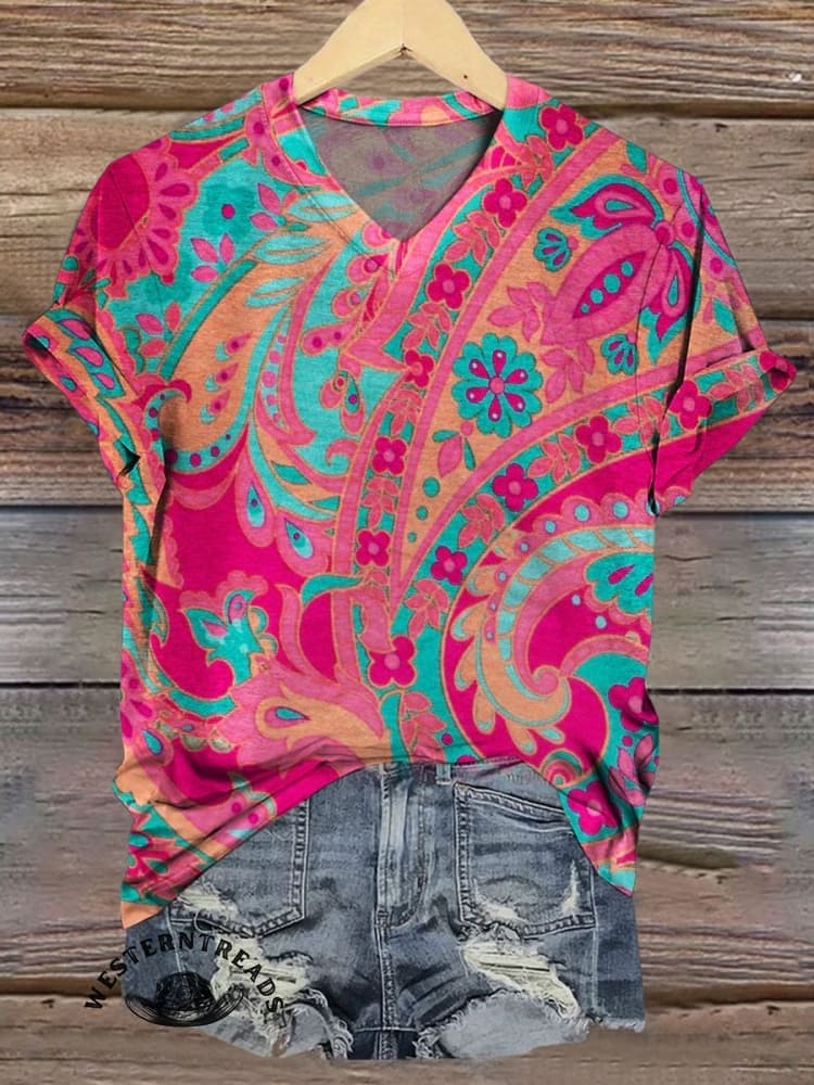 Paisley Art Print Casual T-shirt