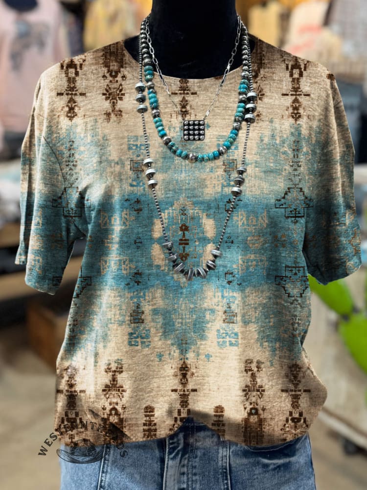 Vintage Print Casual T-shirt
