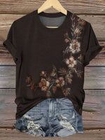 Vintage Floral Prints Casual T-shirt