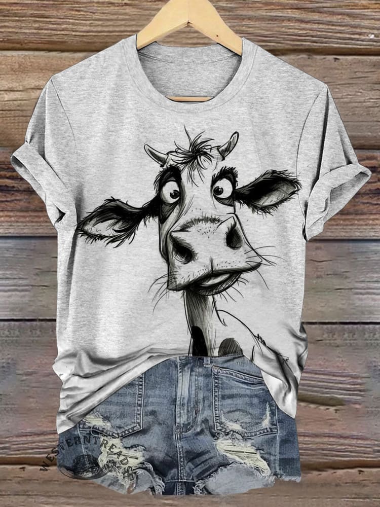 Cow Print Casual T-shirt