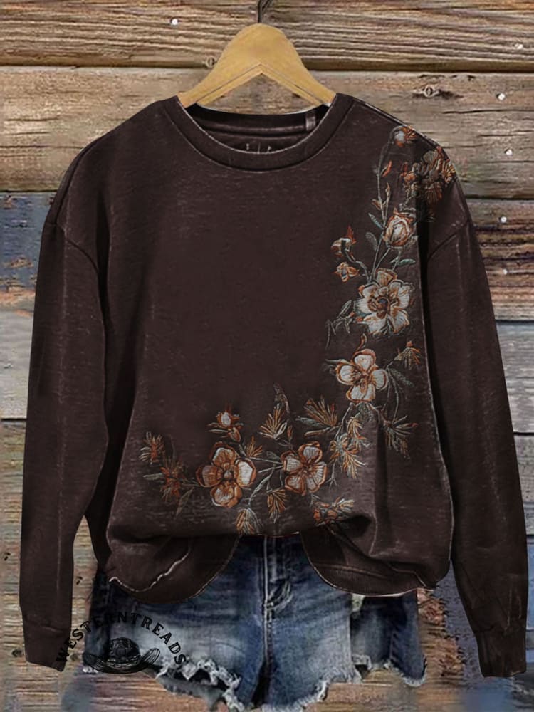 Vintage Floral Prints Casual T-shirt