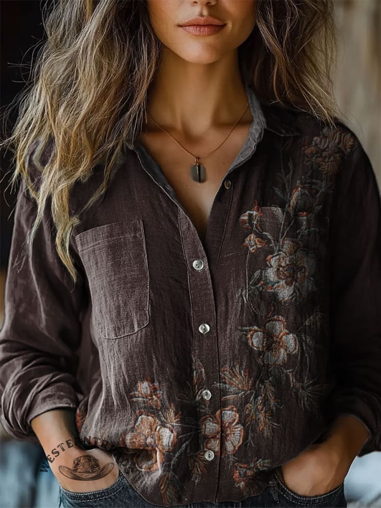 Vintage Floral Prints Casual T-shirt