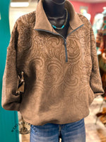 Vintage Flowers Prints Casual Long Sleeve Zip Sweatshirt