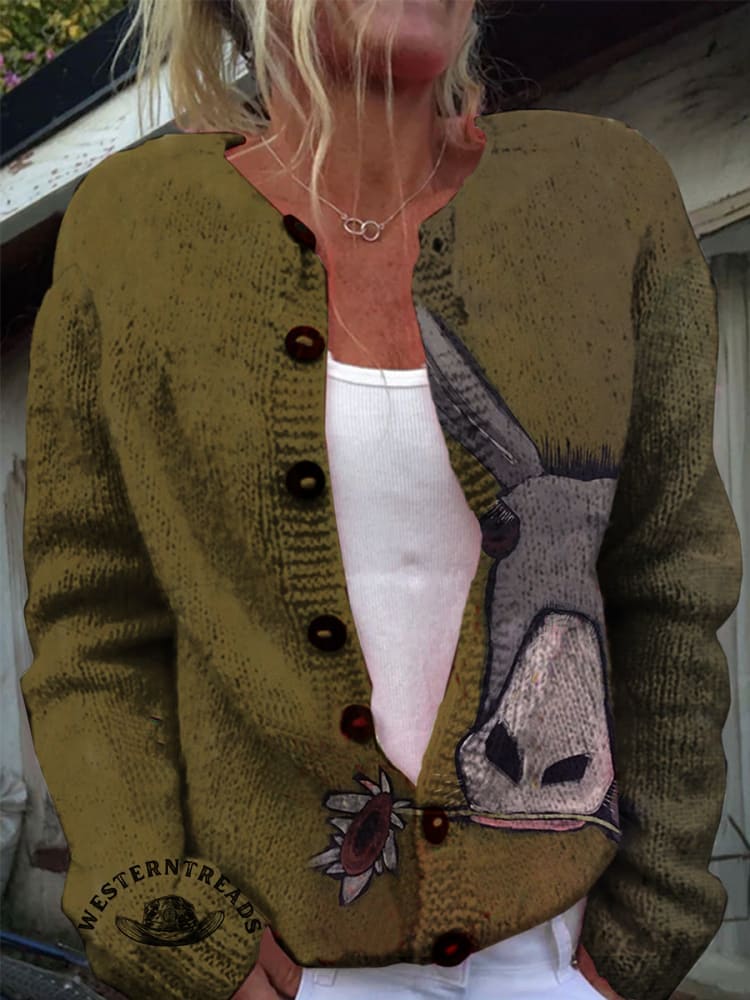 š„Hot Saleš„Vintage Rustic Flower-Munchinā Donkey Graphic Casual T-shirt