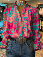 Vintage Paisley Print CasualCotton And Linen Shirt