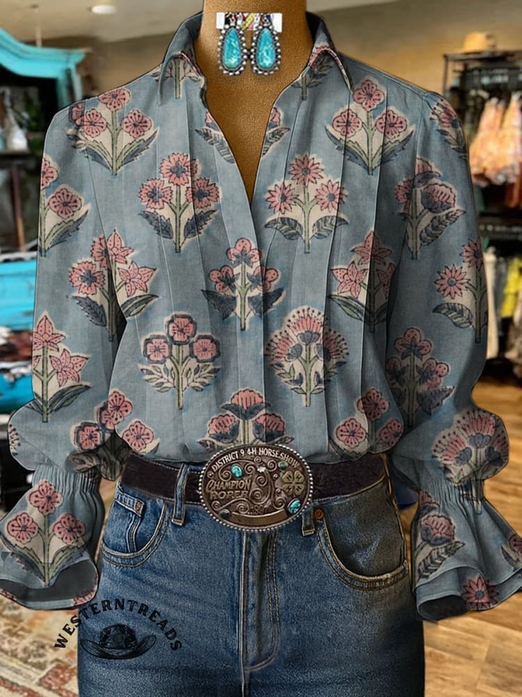 Paisley Art Print CasualCotton And Linen Shirt