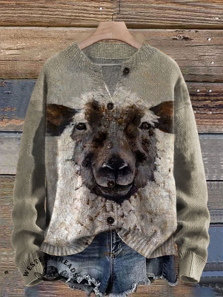 Vintage Lamb Art Print Casual T-shirt