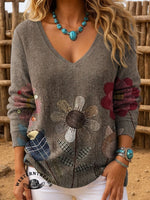 🔥Hot Sale🔥Vintage Floral Print Casual Cotton Sweatshirt