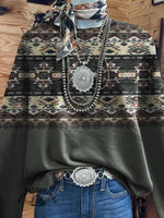 Vintage Aztec Prints Casual Cotton Sweatshirt