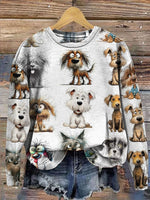 Dog Art Print Casual Cotton Sweatshirt