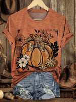 Vintage Pumpkin Art Print Casual T-shirt