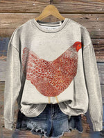 Chicken Print Casual Cotton Sweatshirt