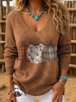 Autumn Pumpkin Casual Cotton Sweatshirt