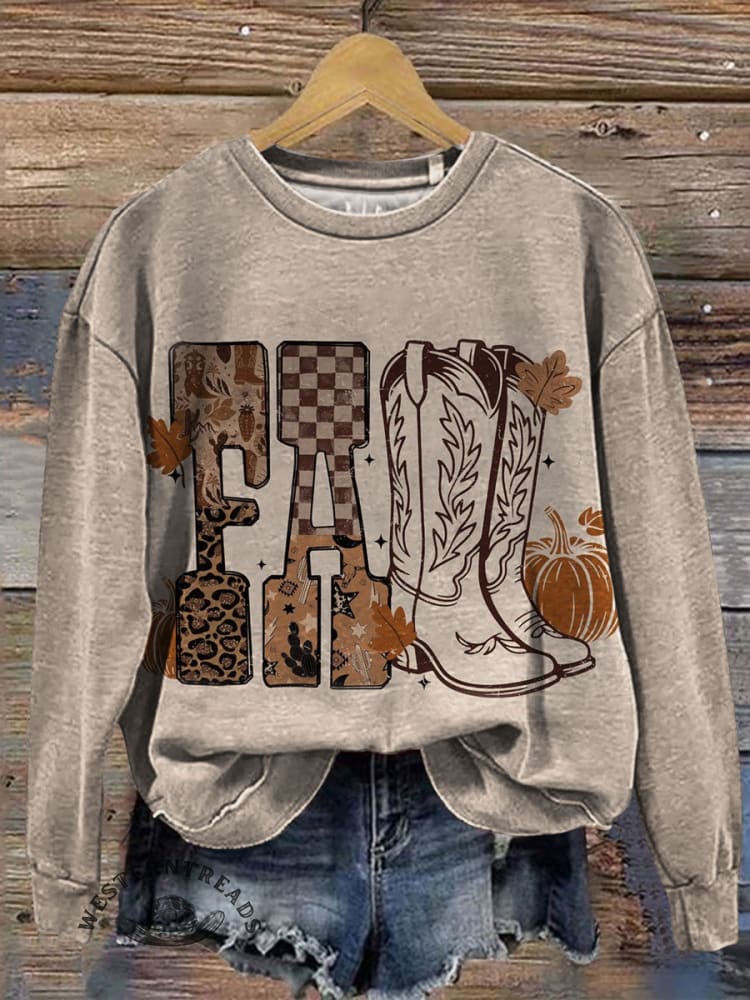 Vintage Fall Art Prints Casual Cotton Sweatshirt